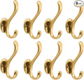 khtumeware 8 Pack Brushed Gold Coat Hooks Wall Mount Heavy Duty Utility Retro by khtumeware