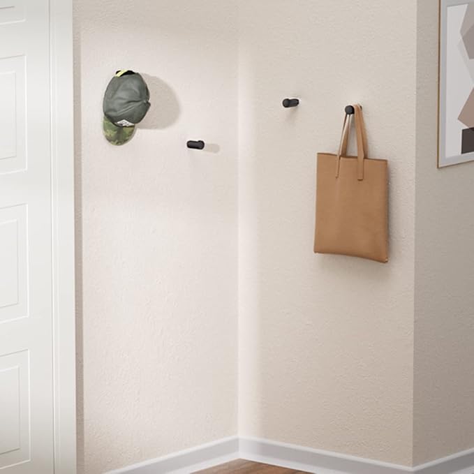 4Pack Metal Wall Hooks, Minimalist Coat Hooks Matte Black Simple Modern Easy - Image 2