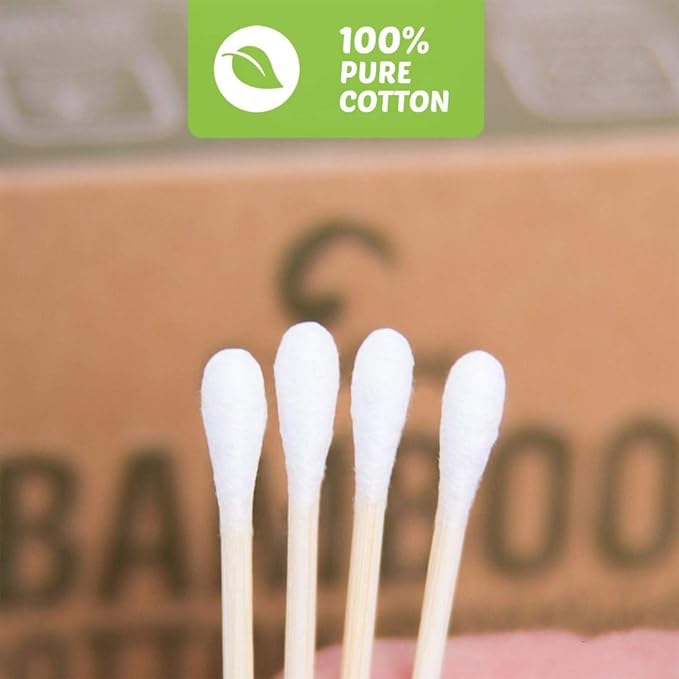 Bamboo Cotton Swabs 1000 Count | Eco-Friendly & Pure Cotton Buds | Double - Image 4