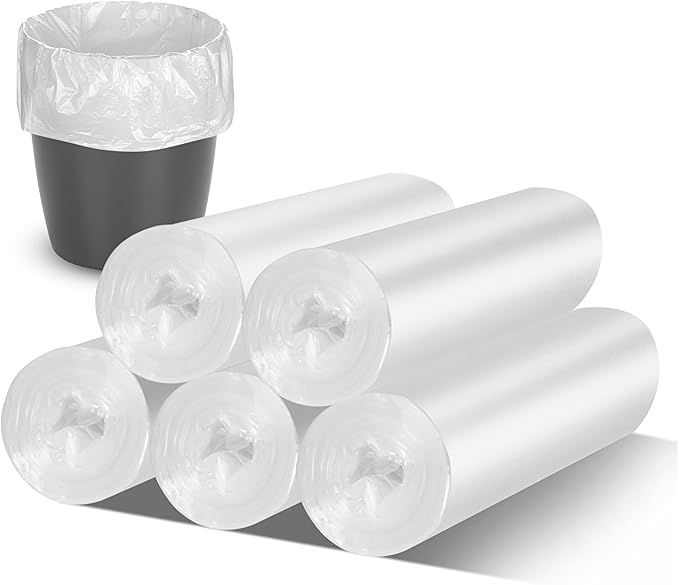 220Counts Small Trash Bags 2.6-4 Gallon, Flexible & Durable Small Garbage Bags by Rishpahu