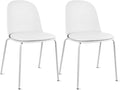 2xhome Modern Stackable Armless Dining Chair | Plastic Shell Seat with Metal Legs | Indoor or Outdoor Use | Home Kitchen Patio (2, White, Padded Seat) by 2xhome