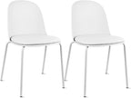 2xhome Modern Stackable Armless Dining Chair | Plastic Shell Seat with Metal Legs | Indoor or Outdoor Use | Home Kitchen Patio (2, White, Padded Seat) by 2xhome