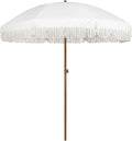 AMMSUN 7ft Patio Umbrella with Fringe Outdoor Tassel Umbrella UPF50+ Premium Steel Pole and Ribs Push Button Tilt, Cream White by AMMSUN