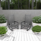 SERWALL Outdoor Rocking Chair Set of 2, HDPE Rocking Chairs for Adult, All Weather Porch Rockers for Lawn Garden, Grey - Image 2