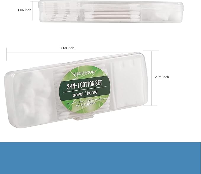 Travel Portable Cotton Swabs Set:100 Cotton Swabs, 10 Cotton Pads, 10 Cotton - Image 6