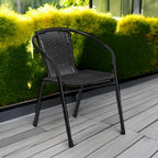 Flash Furniture Lila Modern Rattan Indoor/Outdoor Stackable Dining Chairs, Stacking Rattan Bistro Chairs for Patio or Restaurant, Set of 4, Black - Image 6