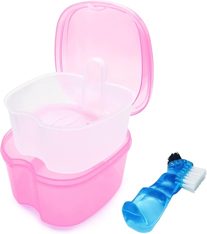 Denture Bath Case Denture Soaking Cup by Keedolla
