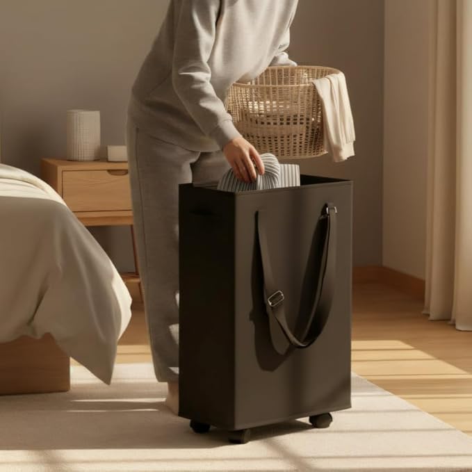 Slim Rolling Laundry Basket, Slim Laundry Hamper - Image 2