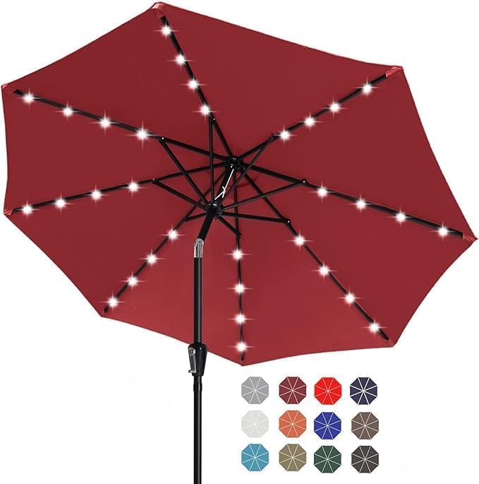 ABCCANOPY Durable Solar Led Patio Umbrellas with 32LED Lights 11FT (Burgundy) - Image 2