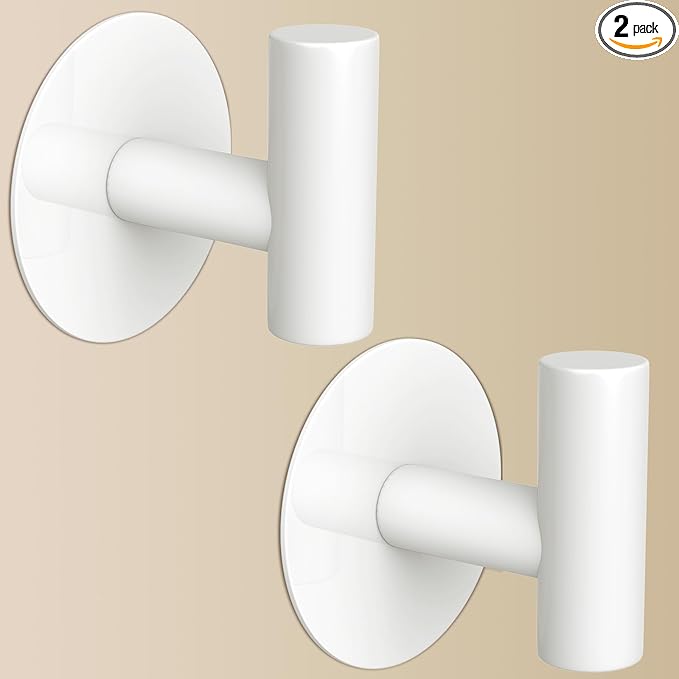Heavy Duty White Towel Hooks, Stainless Steel Adhesive Coat Hooks by VINHOLD