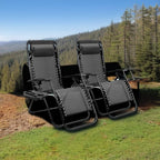 Homall Zero Gravity Chair Patio Folding Lawn Lounge Chairs Outdoor Lounge Gravity Chair Camp Reclining Chair with Pillows for Poolside Backyard and Beach Set of 2 (Dark Black) - Image 2