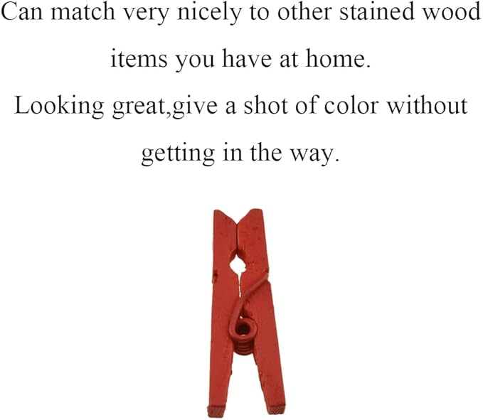 HAHIYO Red Wooden Clothes Pins Clothespins Mini Aviod Fall Apart 1 Inches - Image 4