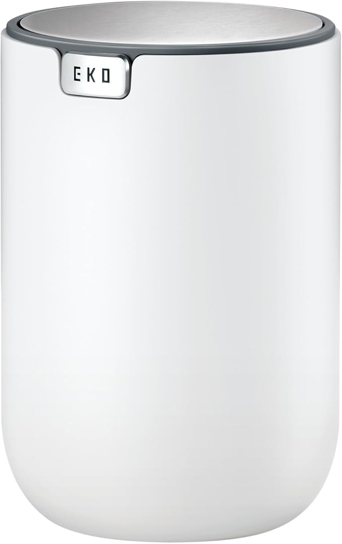 EKO Mini Desk Trash Can with Swing-Top Lid 0.4 Gallon Small Table Round by EKO