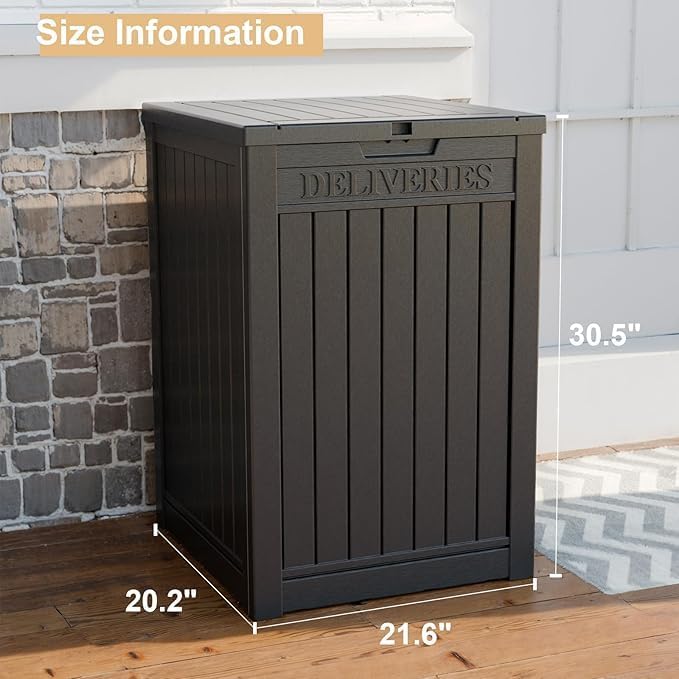 DRATO 48 Gallon Package Delivery Box, Large Lockable Storage Box, Double-Wall Resin Outdoor Package Delivery and Waterproof Deck Box for Porch, Patios（Black，48 Gallon） - Image 4