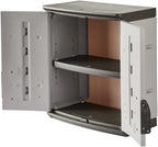 Rubbermaid Wall Mounted Storage Cabinet with Doors 150-Pound Capacity Gray Lockable Three-Shelf Cubbard for Tools/Car Accessories/Cleaning in Home/Garage/Outdoor Areas - Image 3