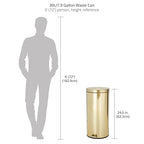 mDesign Tall 30 Liter, Large Round Metal Lidded Step Trash Can, Thin Compact - Image 3