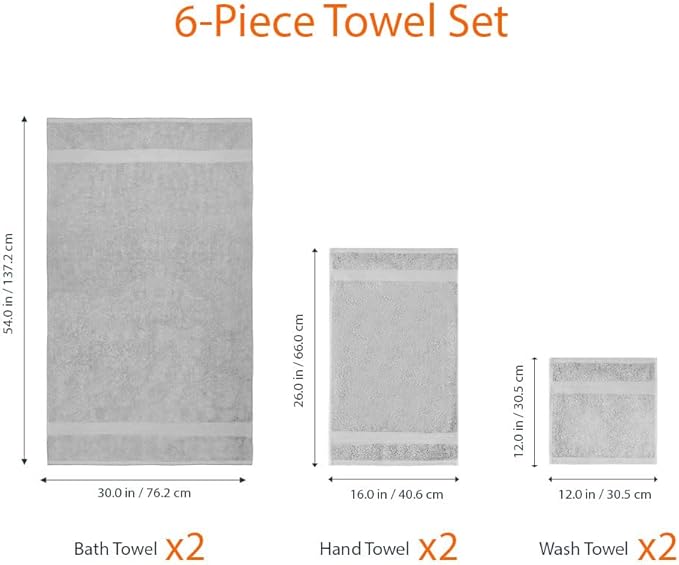 Amazon Basics 6-Piece Fade-Resistant 100% Cotton Towel Set - Image 7