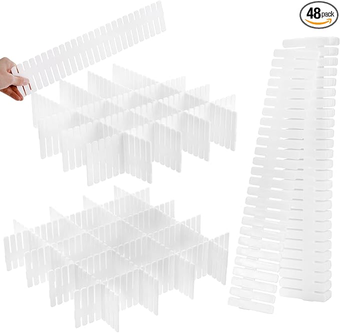 Foraineam 48Pcs Drawer Dividers, Adjustable DIY Grid Divider White Storage by Foraineam