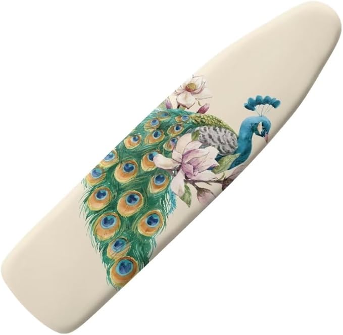 Durable Iron Board Cover Non Stick Scorch Easy-Fit Peacock Ironing Board Cover by Qznuberone
