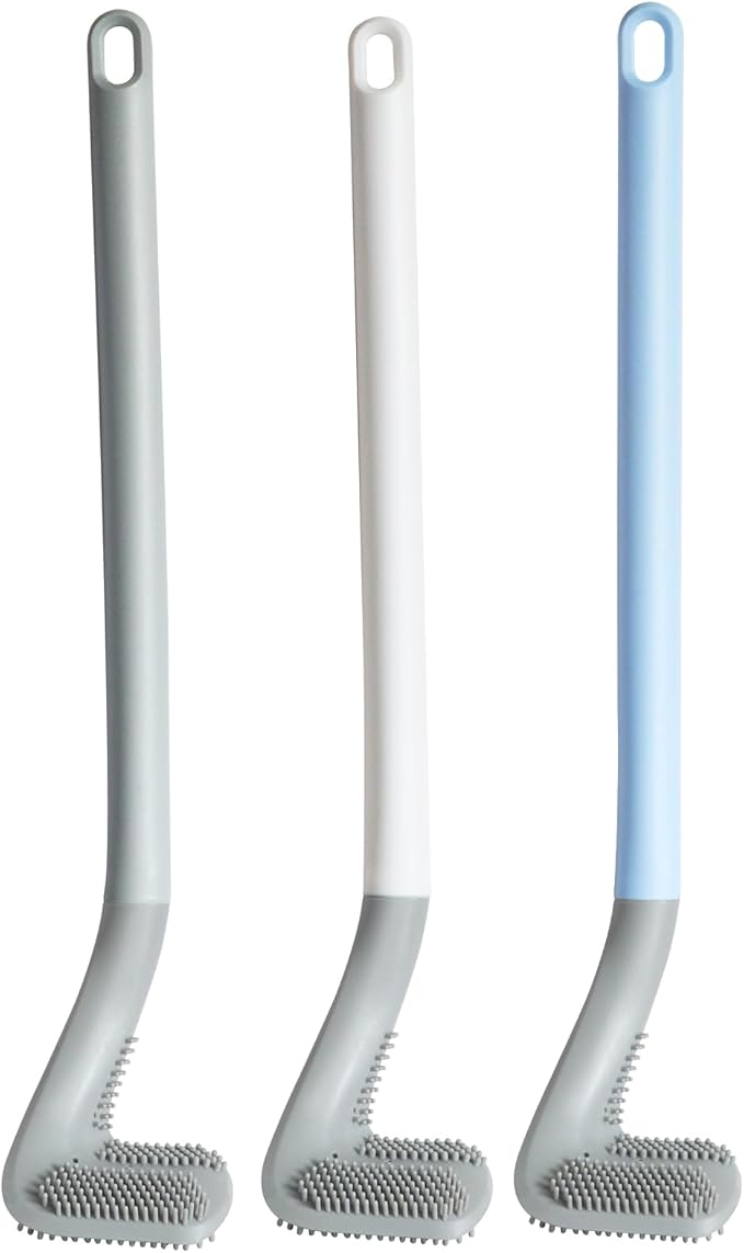 3 Pack Golf Toilet Brush, Flexible Long Handled Toilet Cleaning Brush, 360° No by Kucucyle