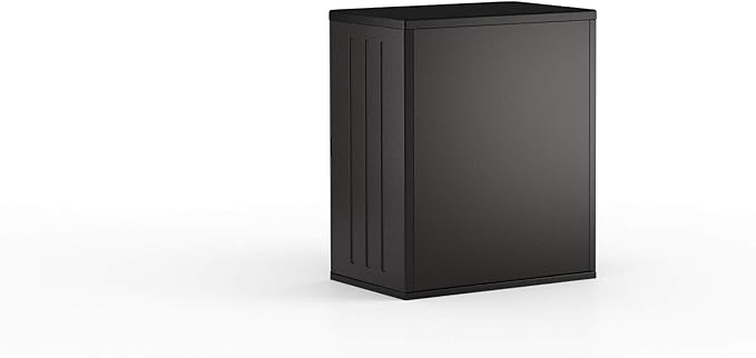 Suncast Heavy-Duty Resin Outdoor Storage Cabinet, 30" W x 20.25" D x 36" H Dark Grey Base Garage Storage Cabinet with Lockable Doors and Metal Reinforced Shelves, Made in The USA - Image 15