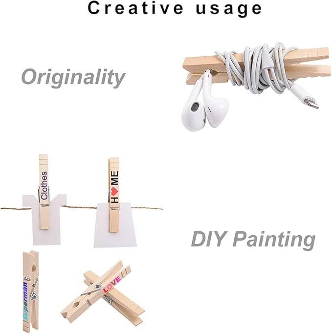 Clothes Pins Wood for Hanging Clothes, 3.5 Inch【100pcs】 Heavy Duty Wooden - Image 4