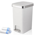 Small Bathroom Trash Can with Lid and 3 Rolls Trash Bags, Step Pedal by UUJOLY