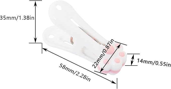 1 Set Pink Cat Paw Plastic Clothes Pegs 55x34mm Food Packaging/Towel Fixing - Image 2