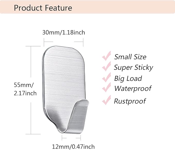 Small Self Adhesive Hooks for Hanging Heavy Duty Stick On Hooks for Wall Sticky - Image 4
