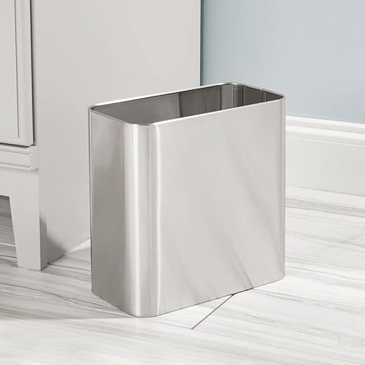 mDesign Small Metal 2.4 Gallon/9 Liter Trash Can Wastebasket Garbage Bin - Image 2