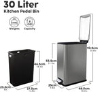 8 Gallon Trash Can with Lid, Stainless Steel Bathroom Garbage Can with Removal - Image 8