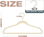 50 Pack Beige Velvet Hangers, Non Slip, Heavy-Duty, Space Saving, - Image 2