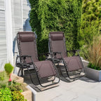 Homall Zero Gravity Patio Folding Lawn Chairs Outdoor Gravity Camp Reclining Lounge Chair with Pillows for Poolside Backyard and Beach Set of 2 (Brown) - Image 5