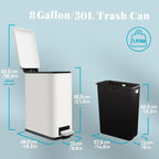 8 Gallon Trash Can with Lid, Stainless Steel Kitchen Trash Can with Removal - Image 5
