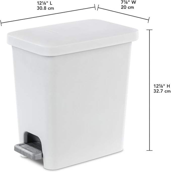 Sterilite 2.7 Gallon Rectangular Step On Kitchen Trash Bin Plastic Indoor - Image 2