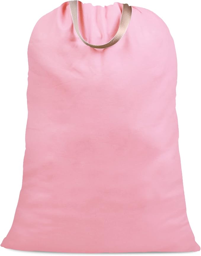 Cotton Canvas Laundry Bag with Handles & Drawstring Straps, Heavy Duty Extra by SANFERGE