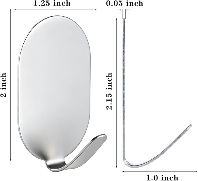Sticky Adhesive Hooks for Hanging, Key Hooks, Stainless Steel Wall Hooks - Image 3