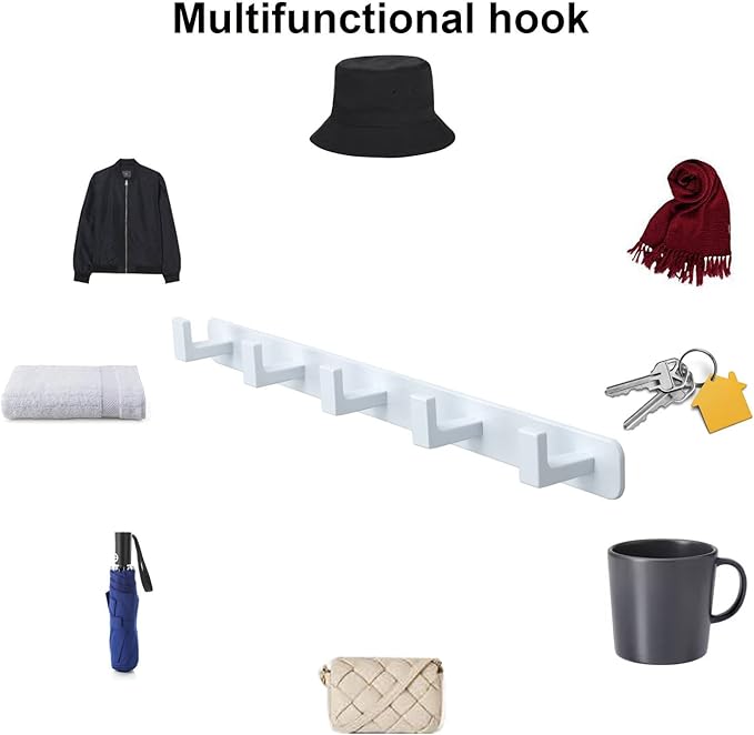 Coat Rack, Heavy Duty Stainless Steel 5 Tri Coat Hook Hanger, Wall Mounted - Image 4