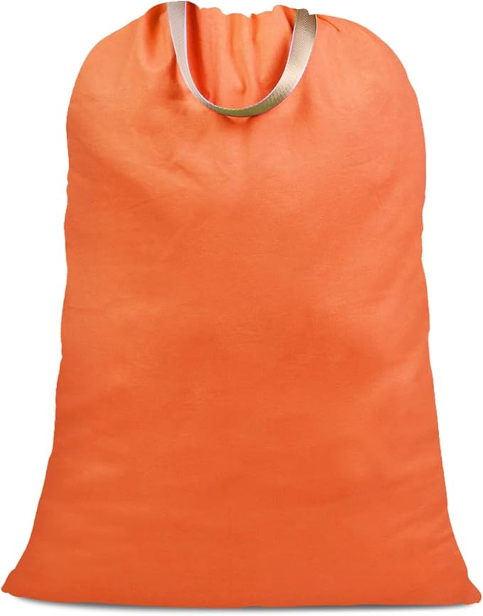 Cotton Canvas Laundry Bag with Handles & Drawstring Straps, Heavy Duty Extra by SANFERGE