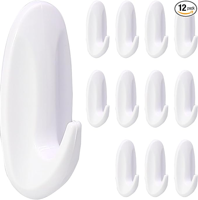 12 Pack Medium Utility Hooks, Holds up to 2.5 lb, Damage Free Hanging Hooks by Qjaiune