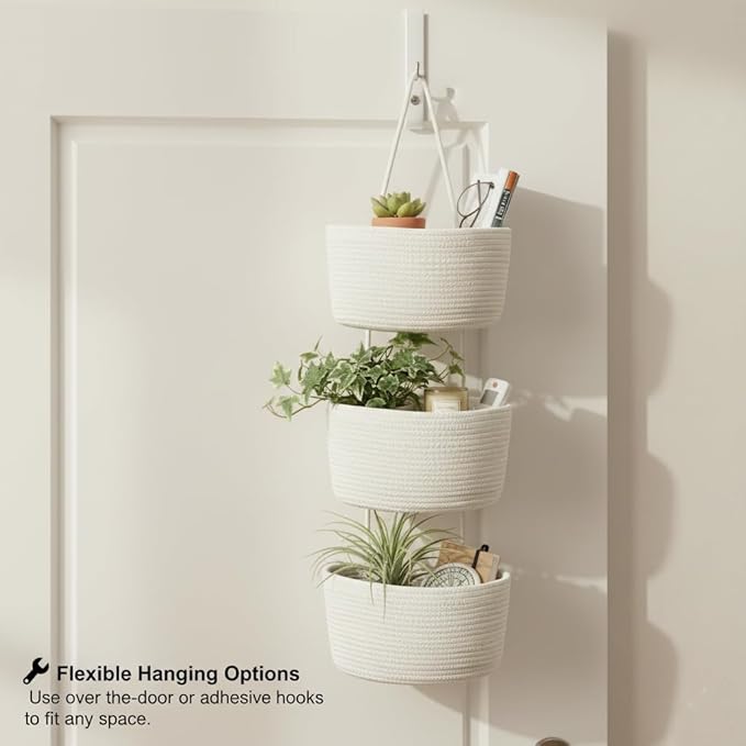 Over the Door Hanging Basket, Decorative Hanging Basket Storage, Organizing - Image 7