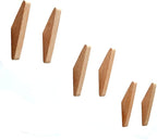 Pack 6 Wood Wall Hooks, Oak Coat Hooks Minimalist Design Heavy Duty Robe Hook - Image 4