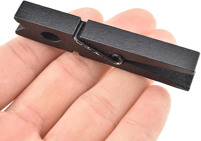 HAHIYO Black Wooden Clothes Pins Clothespins Wide Do NOT Fall Apart 2.87 inches by HAHIYO