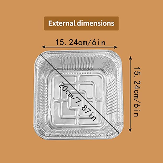 Non-Stick Disposable Air Fryer Aluminum Foil Liners Square 50PCS, Oil-Proof - Image 2
