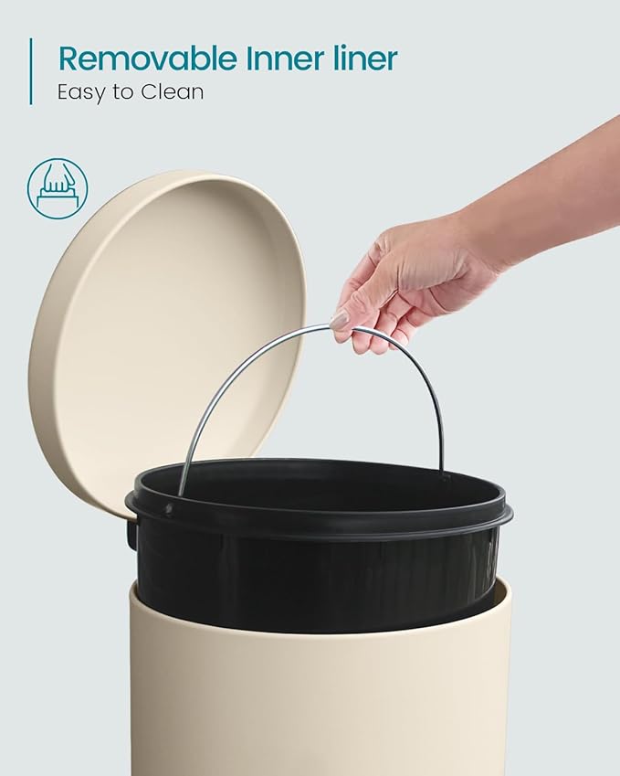 8 Gallon Trash Can, Stainless Steel Round Trash Can - Image 5