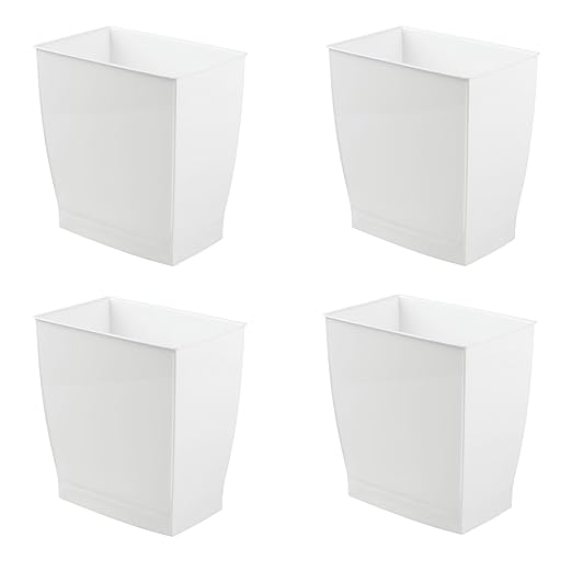 iDesign Small Plastic Bathroom Trash Can, Slim Rectangle Garbage Bin by iDesign