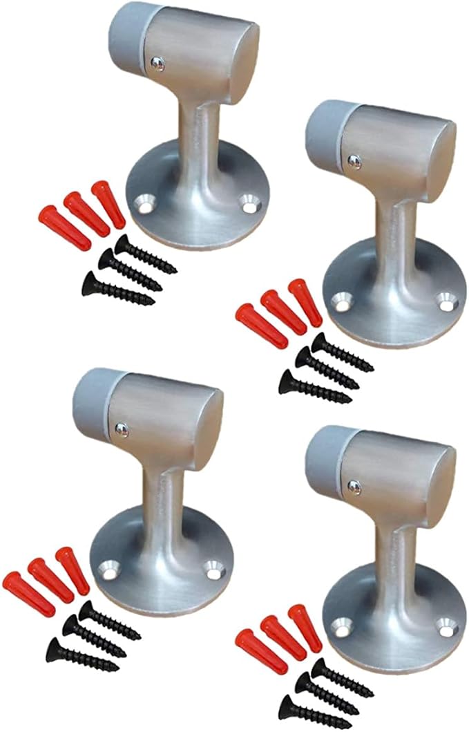 QCAA Solid Brass Door Stop, Satin NKL, Made in Taiwan, 4 Pack by QCAAHardware