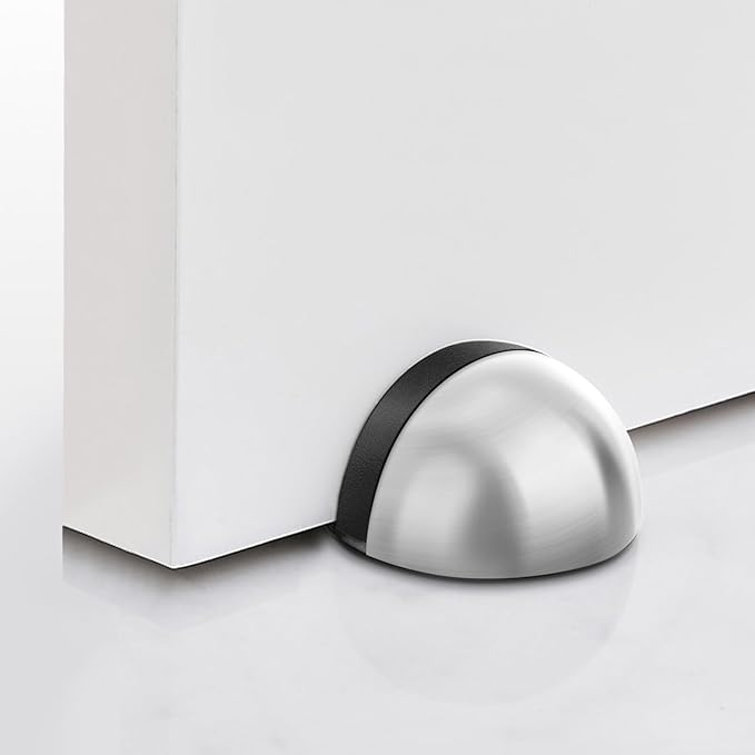 4 Pack Door Stoppers Self Adhesive Floor Mounted Door Stops No Drill Stainless - Image 3