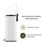 EKO Madison Matte White 50 Liter/13.2 Gallon Step Trash Can - Image 3