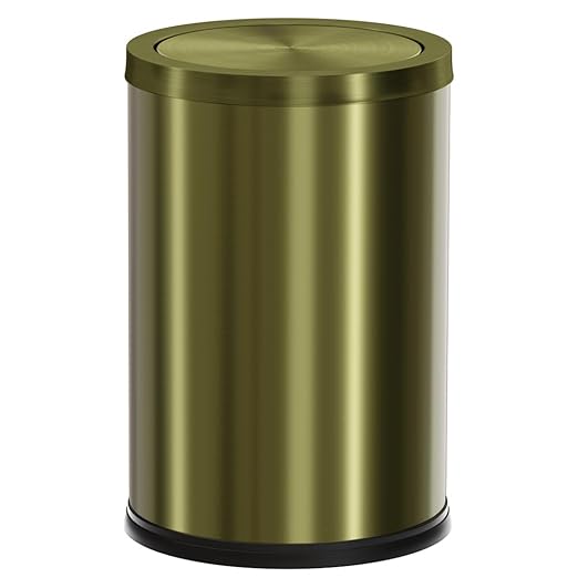 9L/2.4Gal Antique Bronze Bathroom Trash Can, Small Flip Garbage Can by LEASYLIFE